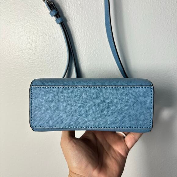 Michael Kors Bag Selma Mini Crossbody Purse Leather Structured Light Blue - Picture 4 of 13